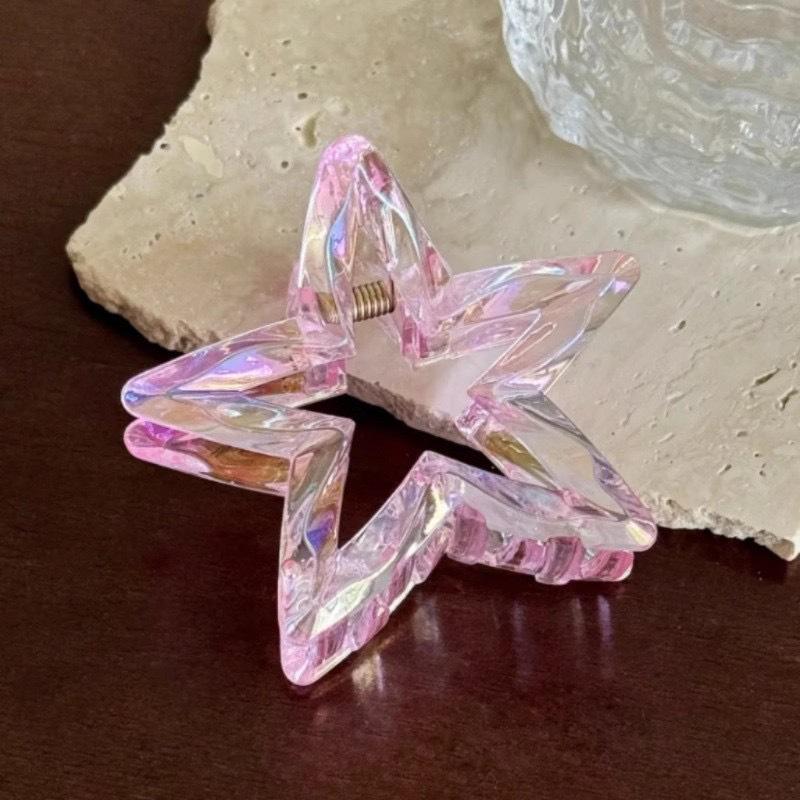 Super Shiny Candy Star Hair Claw Clip: Five-Pointed Updo Accessory розовый