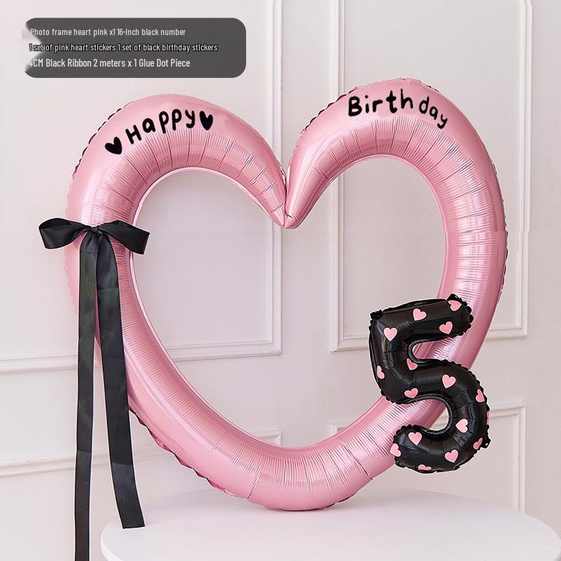40-inch Pink Heart Balloon with Bow & Number for First Birthday Decoration