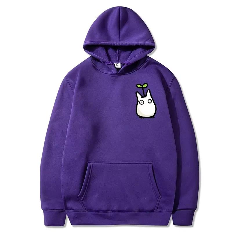 A trendy 2D hooded sweatshirt featuring the Japanese anime Totoro Studio Ghibli pattern print for men in the autumn of 2025