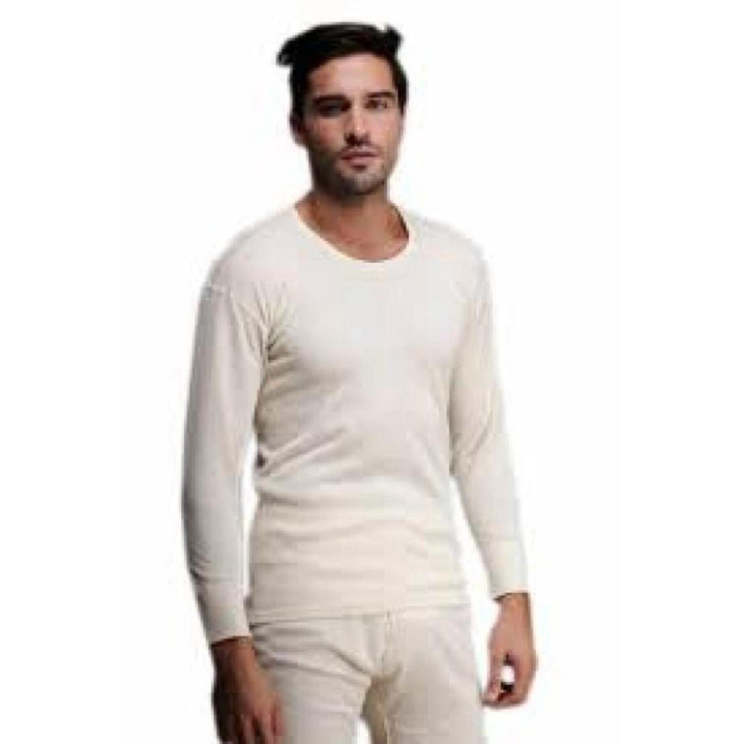 

Men s Cream Wool Long Sleeve Undershirt M экрю
