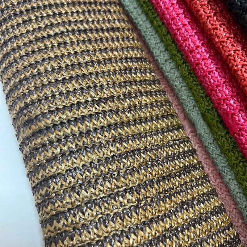 1 Yard PP Raffia Gewebter Stoff Atmungsaktiv Umweltfreundlich PP Stroh Handstrickmaterial Handgefertigt DIY Strand Stroh Handtaschenmaterial