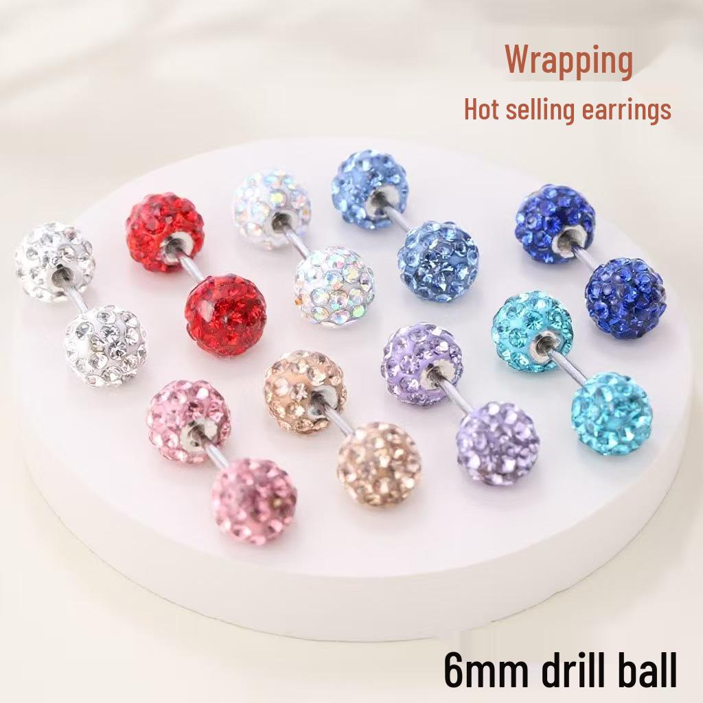 Double-Headed Flash Diamond Titanium Steel Cartilage Ear Studs