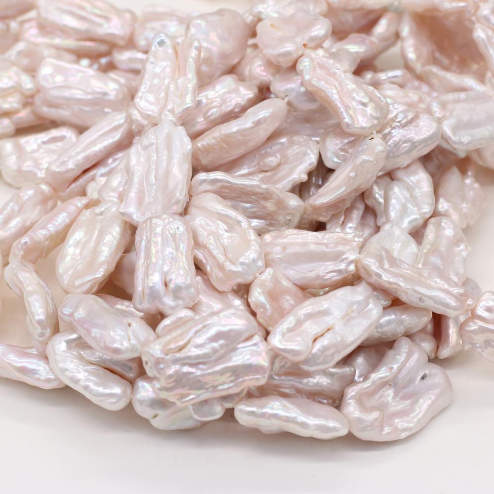 1String, Irregular Baroque Pearls, White Natural Freshwater Pearl Beads, 12×23–15×25 mm, for DIY Necklace Bracelet Accessories, Jewelry Making, 36cm