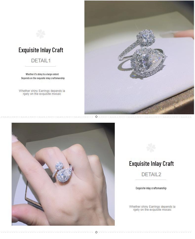 2 Carat Water Drop Moissanite Ring for Women, D Color, VVS1, Micro-set, Diamond Pen Tested, New European & American Style