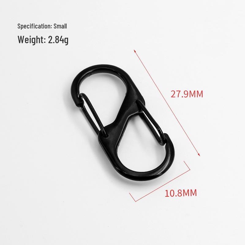 

Electrophoretic Black S-Shaped Double-Ended Climbing Pendant with Multifunctional Alloy S Buckle and 8-Shaped Spring