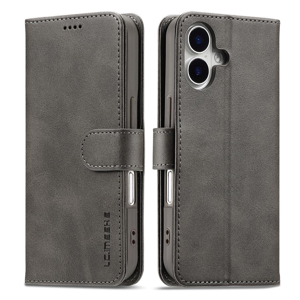 LC.IMEEKE For iPhone 17 Case Calf Texture PU Leather Stand Wallet Phone Cover