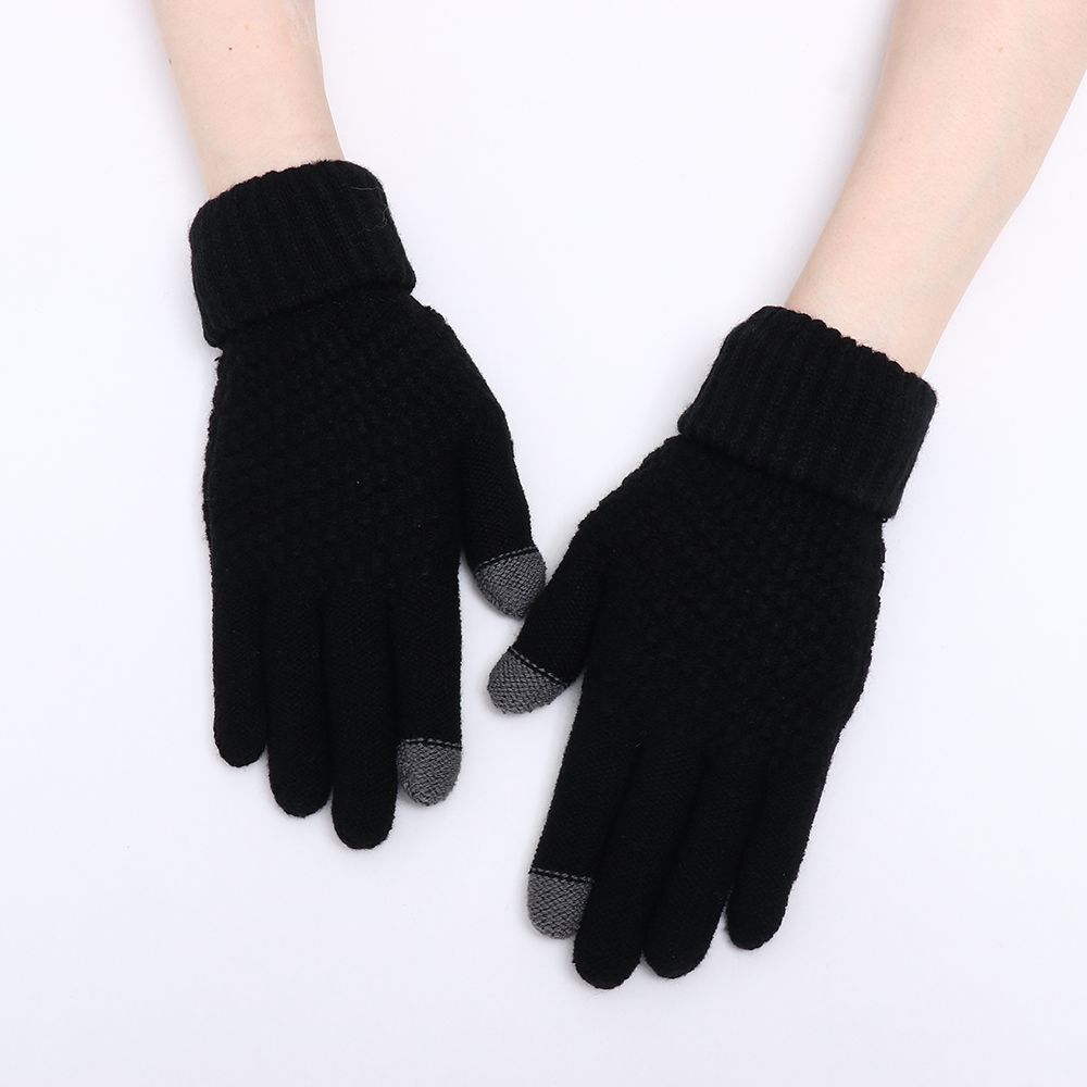 Girls Boys Winter Warm Thicken Touch Screen Women Gloves Knitted Wool Mittens Full