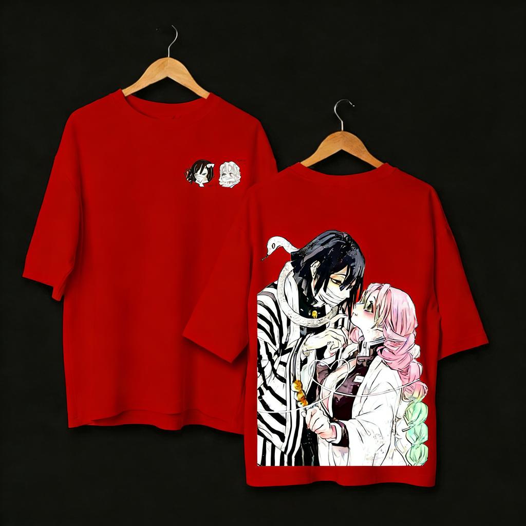 Demon Slayer Oversized Anime Printed Men and Women Tshirt Couple Summer Street Fashion Casual Parent Child Top Harajuku Y2K