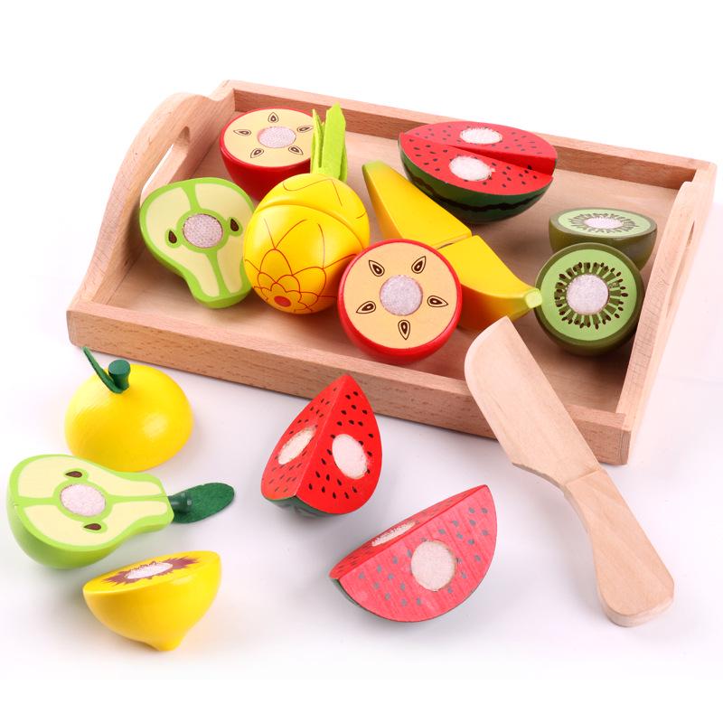 Wooden Play Kitchen Set: Cutable Fruits & Vegetables for Kids