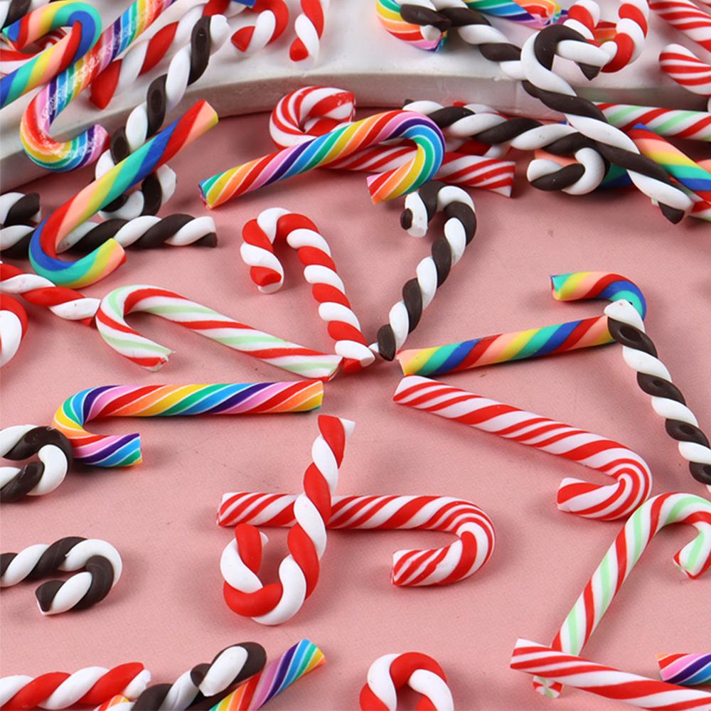 Mini Candy Canes Christmas Decoration Red White Resin Candy Cane DIY Crafts Xmas Pendant Navidad Home Decor New Year Gift