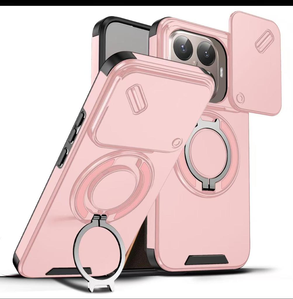 Armor Shockproof Magnetic Ring Stand Holder Phone Case For Xiaomi 15T 15T Pro Luxury Orange Purple Camera Flip Protection Cover