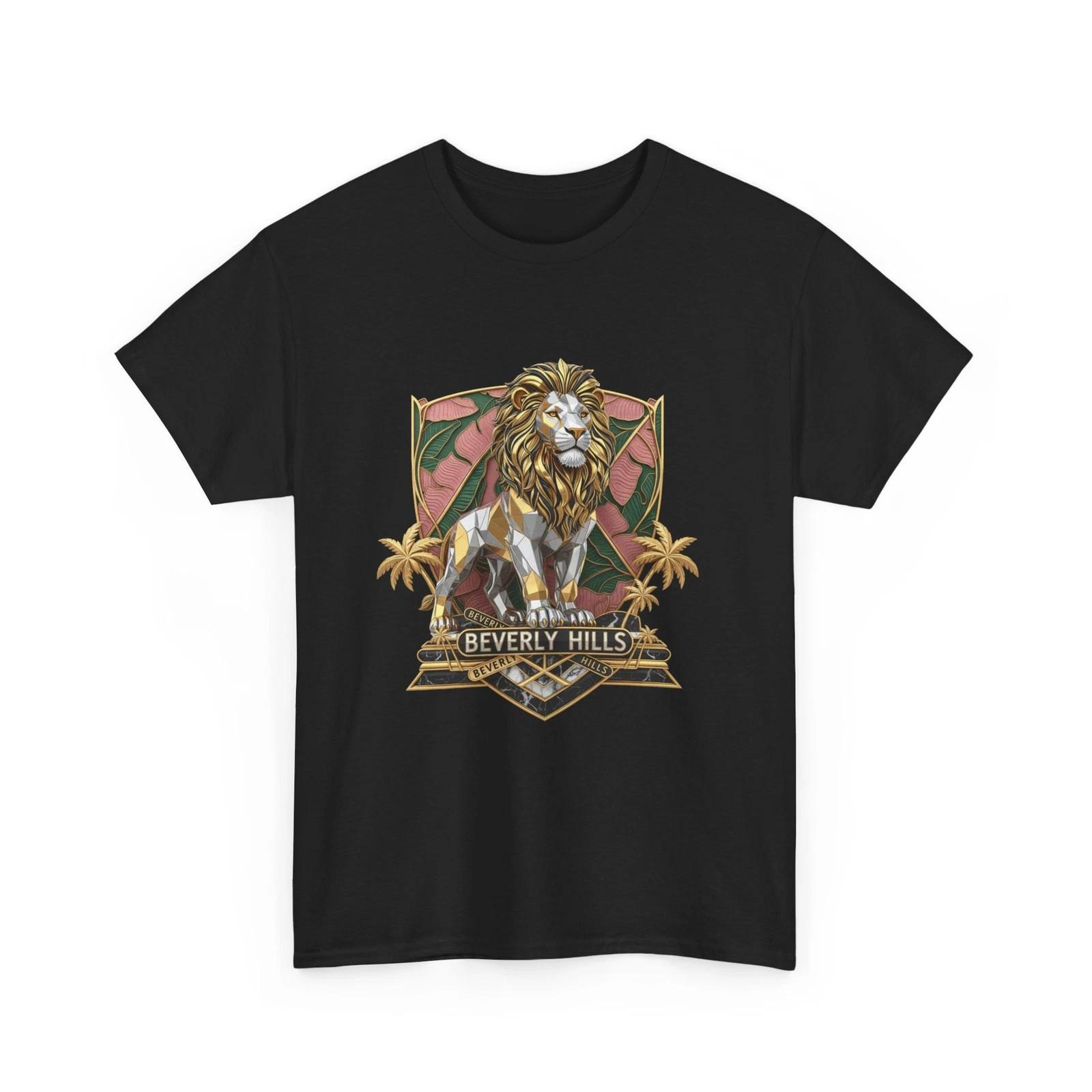 Regal Lion Crest Beverly Hills T-Shirt | Palm Trees, Retro Shield, Luxury Shirt S