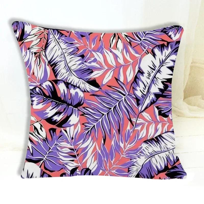 Tropical Plant Pattern Cushion Cover Abstract Leaf Pillowcase Living Room Bedroom Sofa Decorative Pillowcase 45*45Cm