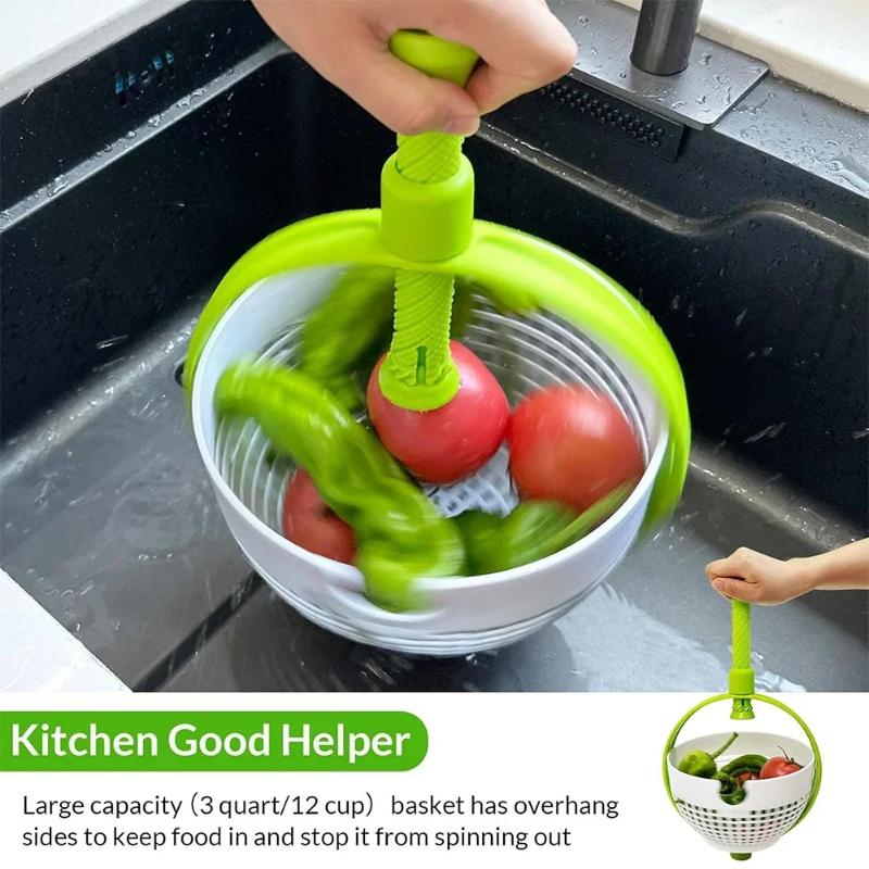 Large Capacity Salad Spinner 2 in 1 Salad Spinner Colander Strainer Collapsible Vegetable Washing Filter