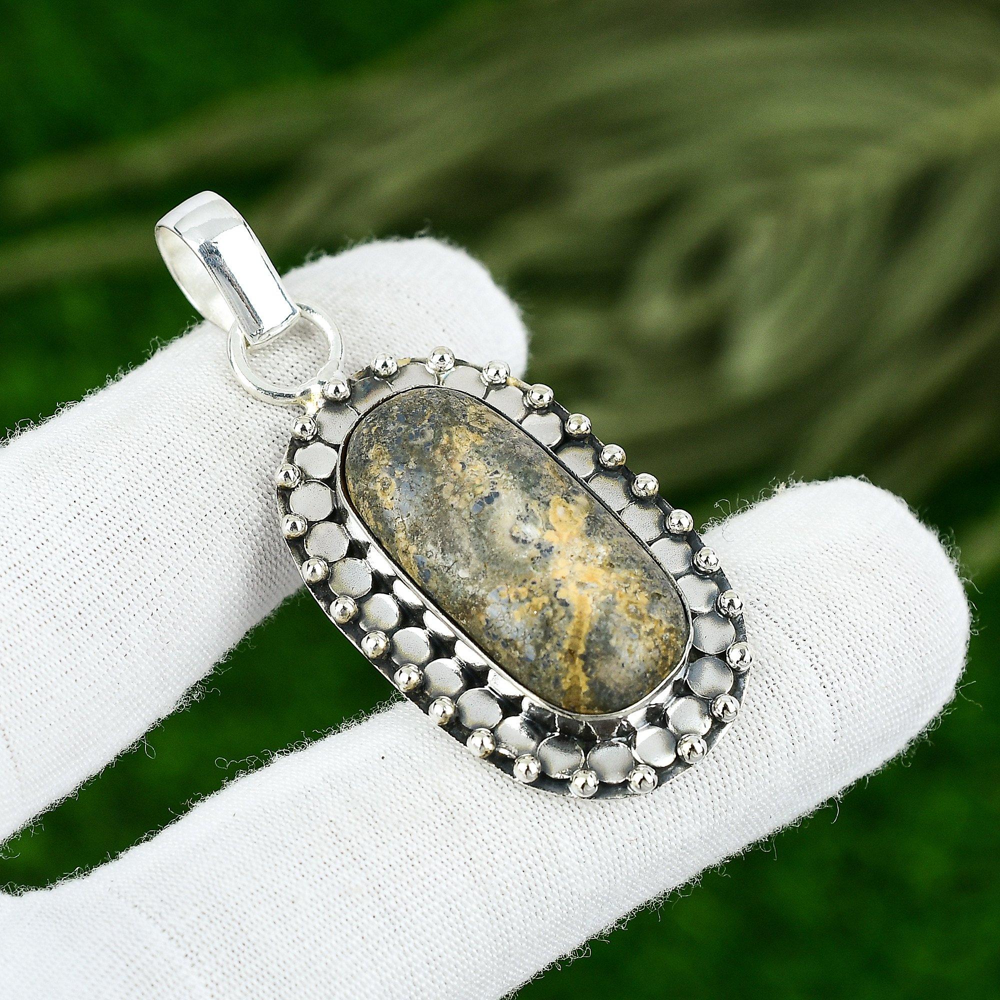 

Anniversary Gift For Her Natural Dendrite Opal Gemstone Pendant 925 Silver