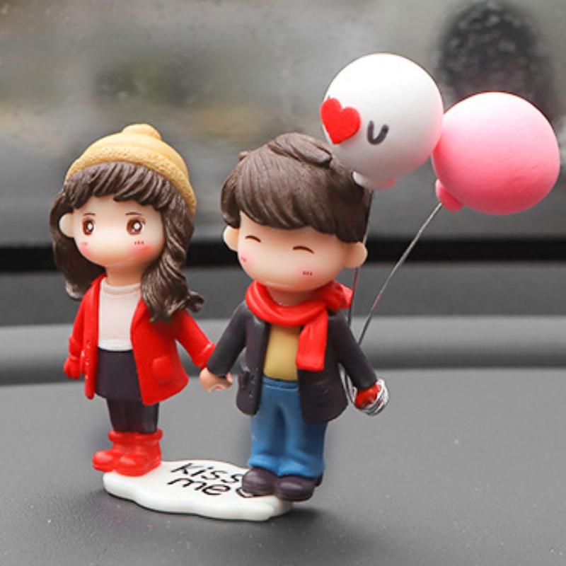 Car Decoration Model Accessories Cute Winter Couple Cartoon Accessories Car Interior Center Console Decoration