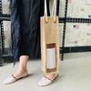 Jute Red Wine Cover Reinforced Handle Wine Bottle Pouch All-Purpose Red Wine Beer Bottle Packing Tote Bag For Wedding Holiday
