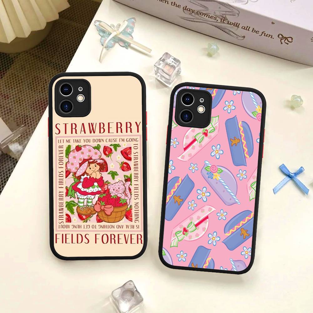 S-Erdbeerkuchen-Mädchen Für IPhone 16 Pro Max 15 14 13 12 11 XS MAX X Plus Bonbonfarbe Mattes TPU Handyhülle