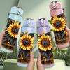1PC Sunflower Dried Flower Art Print 750ml Color Plastic Sports Water Bottle Leakproof Flip Straw Lid Suitable for Sports Office Home Use