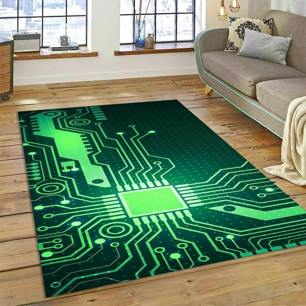 Chip Circuit Board Carpet Rug for Home Living Room Bedroom Sofa Doormat Kitchen Decor Child Paly Area Rug Non-slip Mat