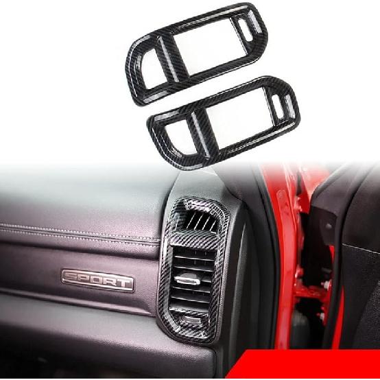 Korlot Dashboard Side A/C Vent Frame Cover Trim for Dodge RAM 1500 2500 3500 2019-2026 (Carbon Fiber Pattern) carbon fiber pattern