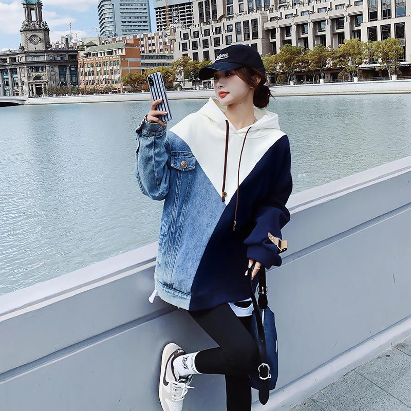

Джинсовая толстовка в стиле ретро в стиле Гонконга для женщин в корейском стиле, ленивый стиль, топ для миниатюрных S