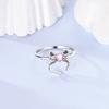 925 Silver Butterfly Knot Pink Heart Zircon Jewelry Set Pendant Ring Fine Birthday Gift For Girls