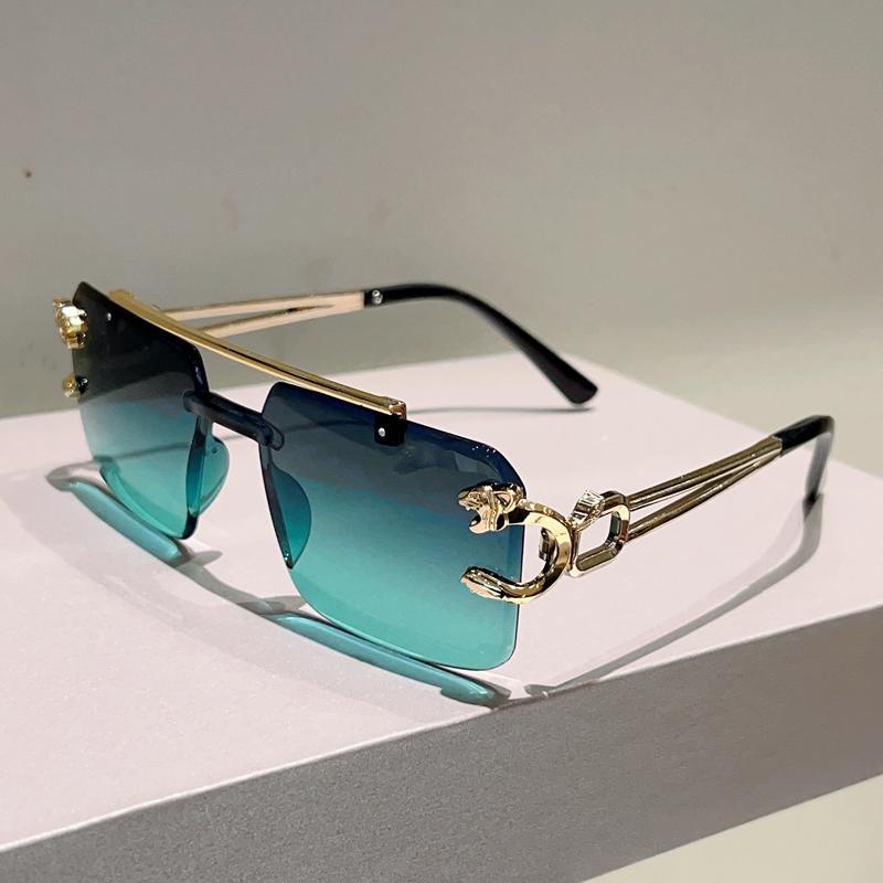 Rimless Square Sunglasses Men Fashion Vintage Double Bridge Shades Women Trendy Luxury Brand Design Gradient Sun Glasses