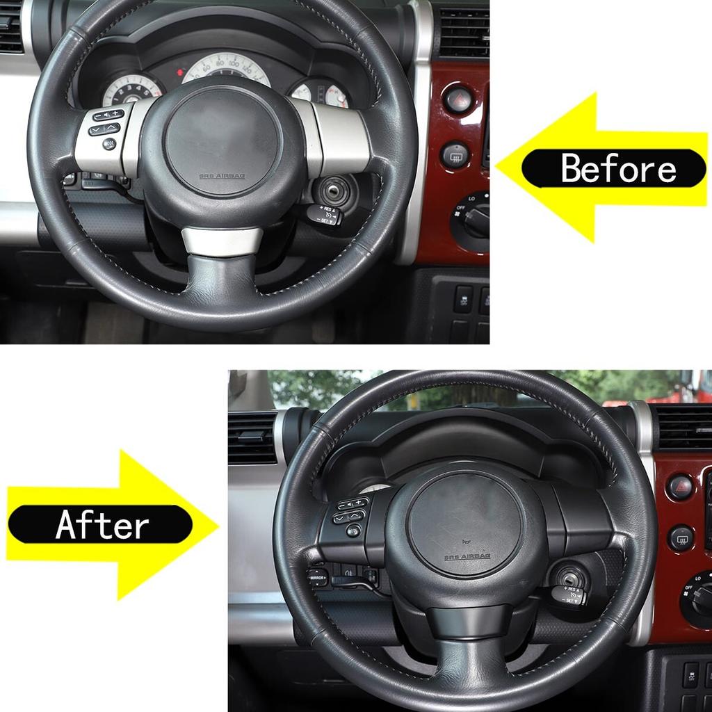 Matt Black For Toyota FJ Cruiser 2007-21 Steering Wheel Button Cover Trim