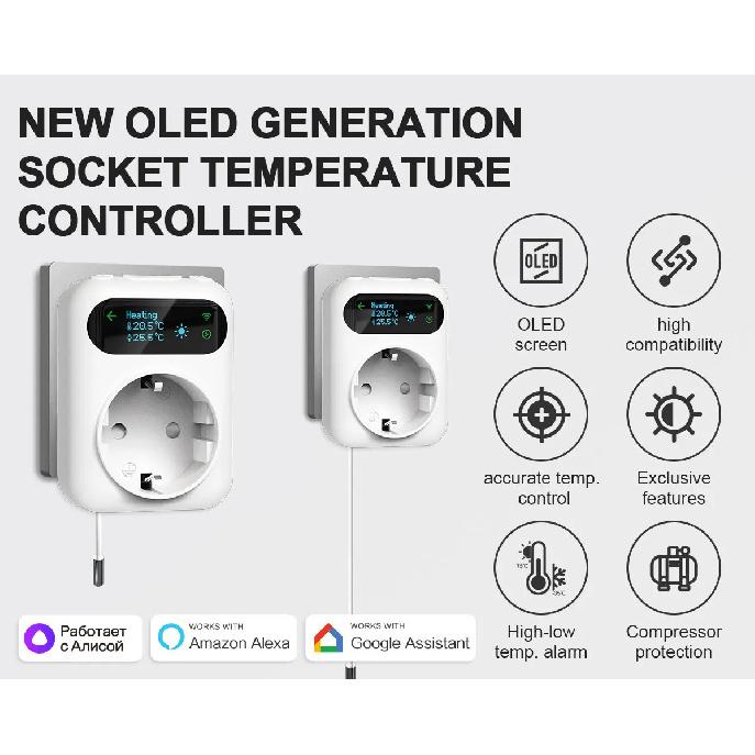 Smart WiFi Socket Thermostat Boiler Fan Plug Incubator Tuya Wireless Temperature Controller Heating & Cooling Alexa Google Home