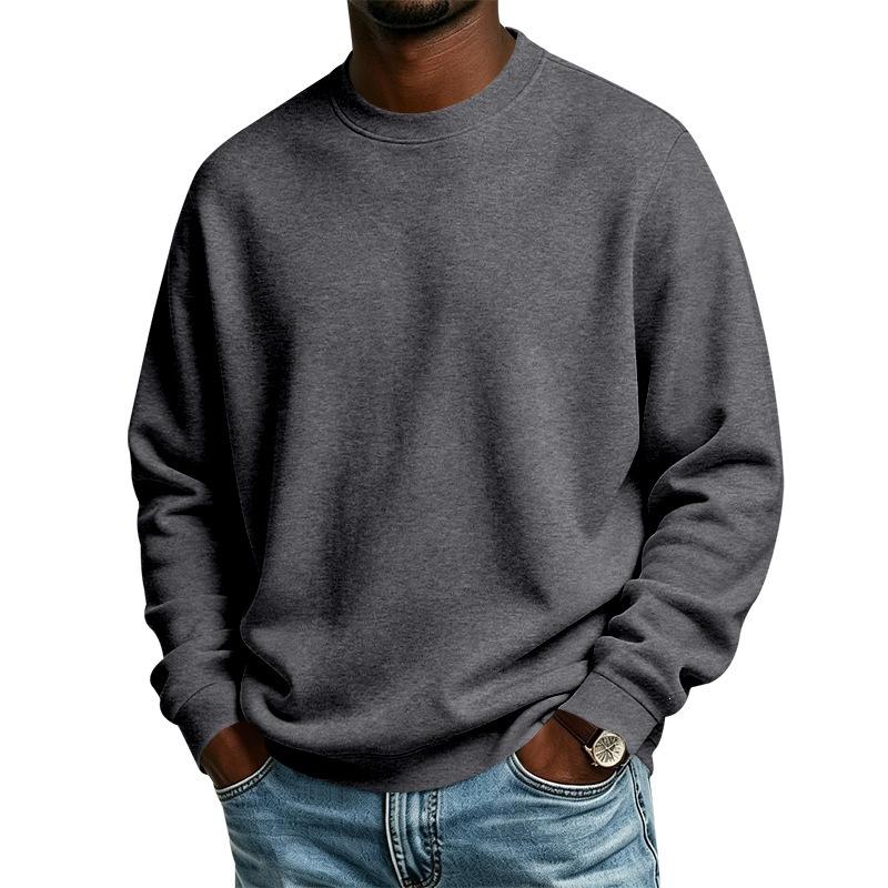 Men S Loose Solid Color Crew Neck Long Sleeve Plus Size Sweatshirt