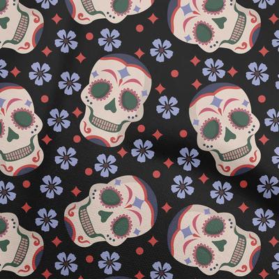 Georgette Viscose Black Fabric Skull Dress Material Fabric Print Fabric By The Yard 42 Inch