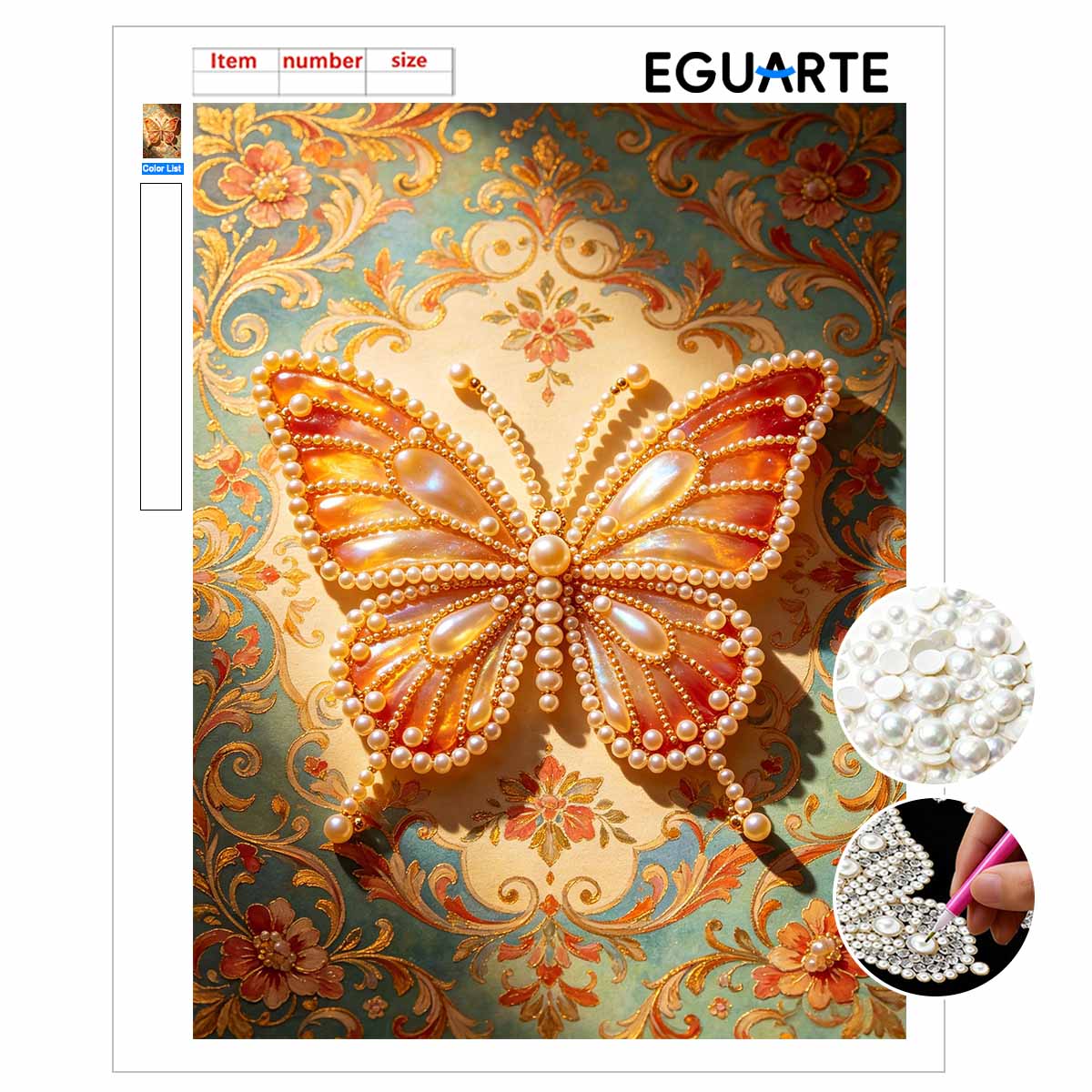 Pearl DIY Art Painting Iridescent Butterfly Handcrafted Picture Indoor Wall Ornament Relaxing Leisure Hobby Exquisite Home Decor Gift 30x40cm