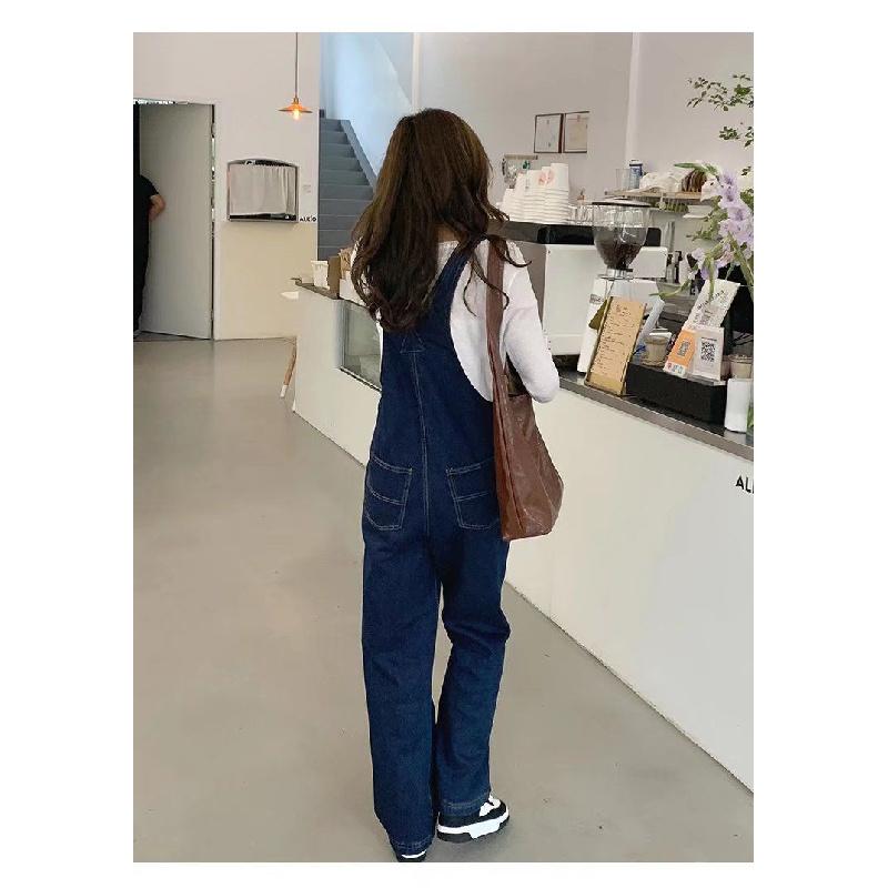 2026 New Fashionable Women's Loose Straight-Leg Denim Overalls Casual Suspender Pants