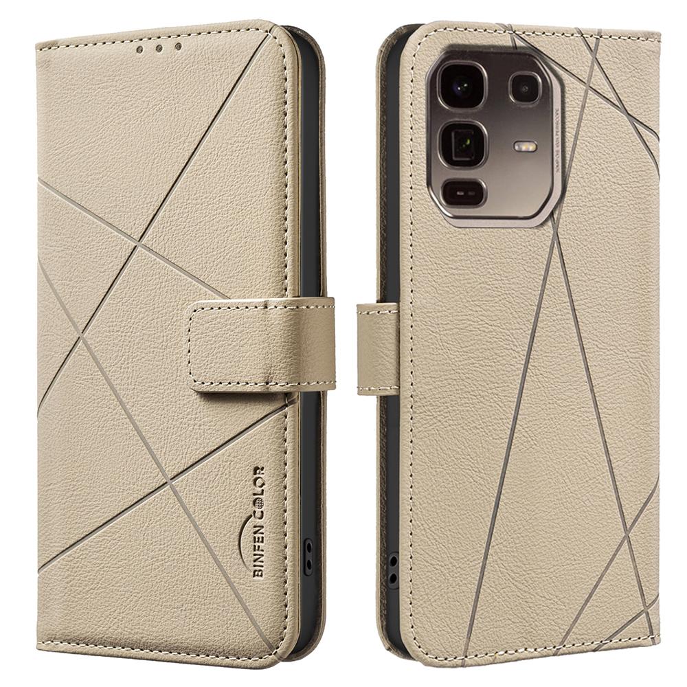 For Infinix Note 50 Pro+ 5G Case BINFEN COLOR BF35 Geometry Imprinted Leather Phone Cover RFID Blocking Wallet Stand