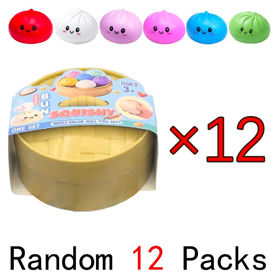 Simulatie Voedsel Dumpling Squishy Knijpbal Kleurrijk Sensorisch Fidget Speelgoed met Stoompan voor Stressverlichting Huis Bureau Decoratie Cadeau