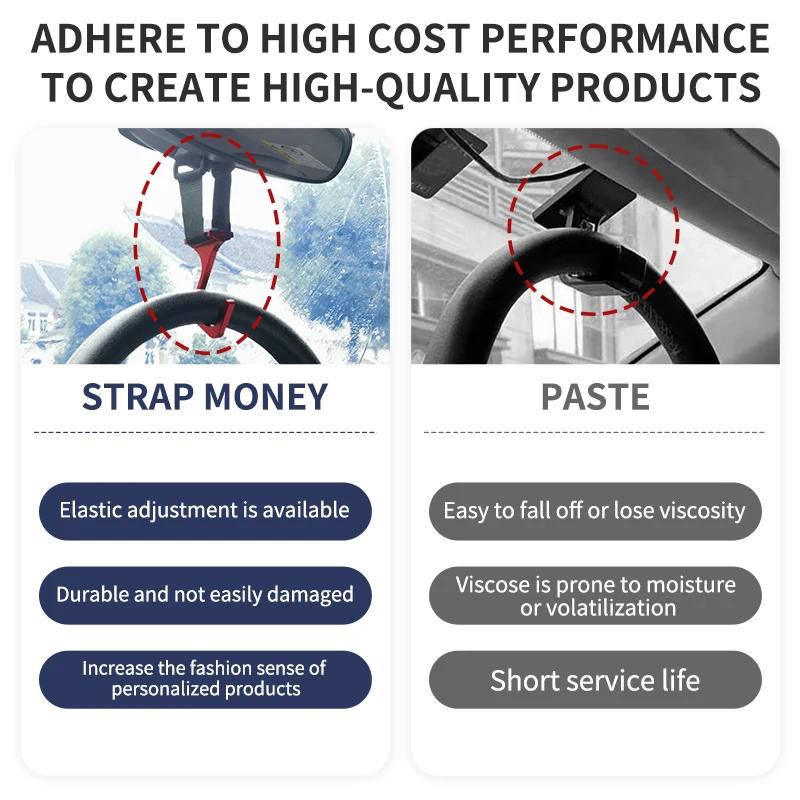 Aluminum Steering Wheel Hook with Adjustable Nylon Strap, Car Mounted Modification