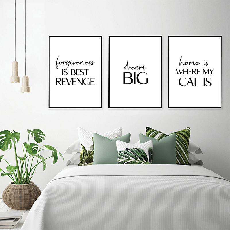 Nordic Inspirational Quotes Posters Modern Cursive Verse Wall Art Canvas Paintings Mural Decor for Living Room Office Decoration