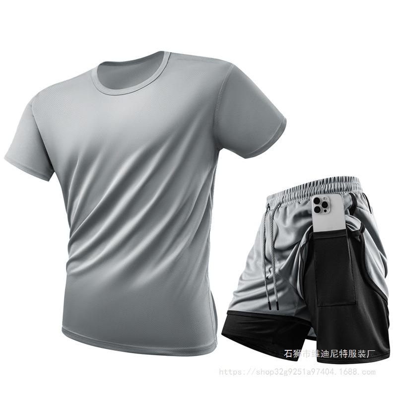 European Size Sports Tight Fitting Set, Comfortable High Elasticity Yoga Set, Summer Lightweight Quick Drying Pants, Fake Two Pieces