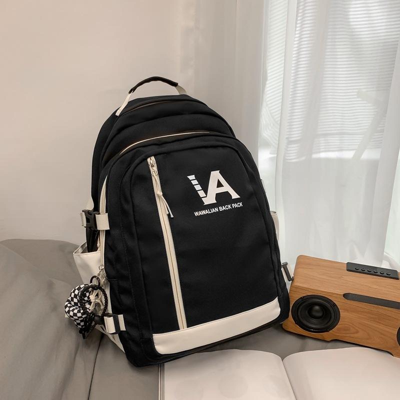 Simple student schoolbag Female high school student Junior high school student backpack Large capacity couple backpack