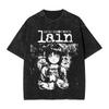 Anime Serial Experiments Lain Graphic Tshirt Washed Oversized T Shirt Mens Womens Clothing Summer Cotton Short Sleeve Tees