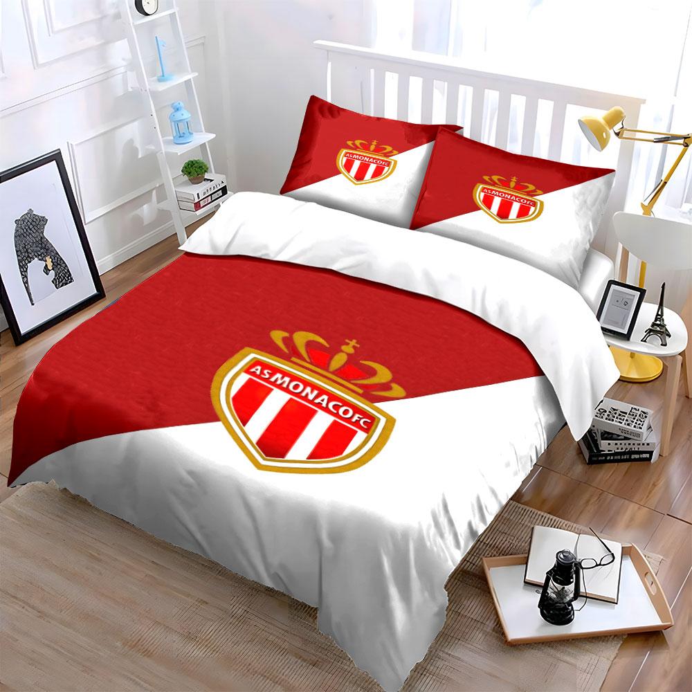 Red crown, AS Monaco crest. Bedding sets Duvet cover sets Duvet covers Pillowcases(1 * Duvet Cover 2 * Pillowcases without duvet insert)