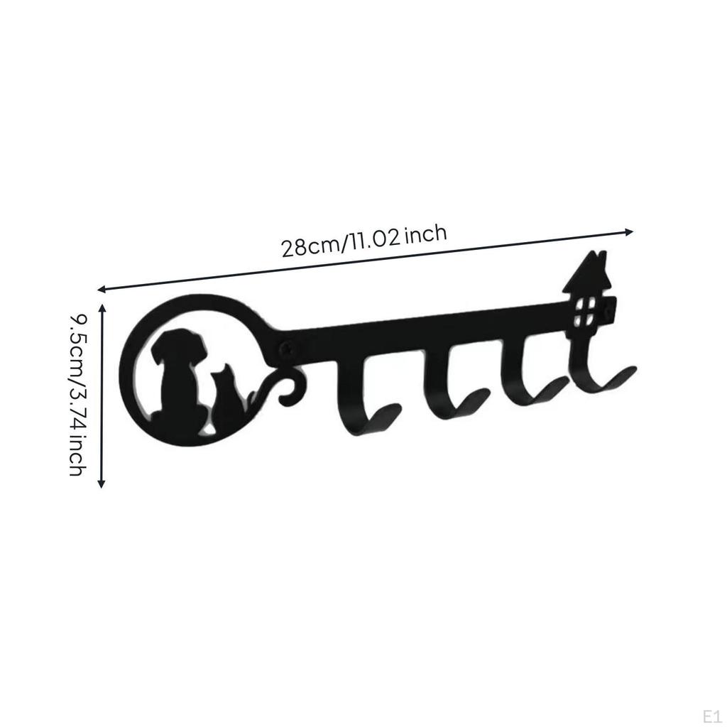 Key Hook Rack Decorative Wall Holder SpaceSaving Metal for Entryway, Hallway, Office Cat Dog