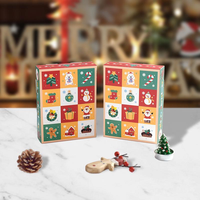 5Pcs Christmas Surprise Blind Box 12 Grids Child Child Countdown Advent Calendar Box Poked with Finger Xmas Gift Packing Boxes