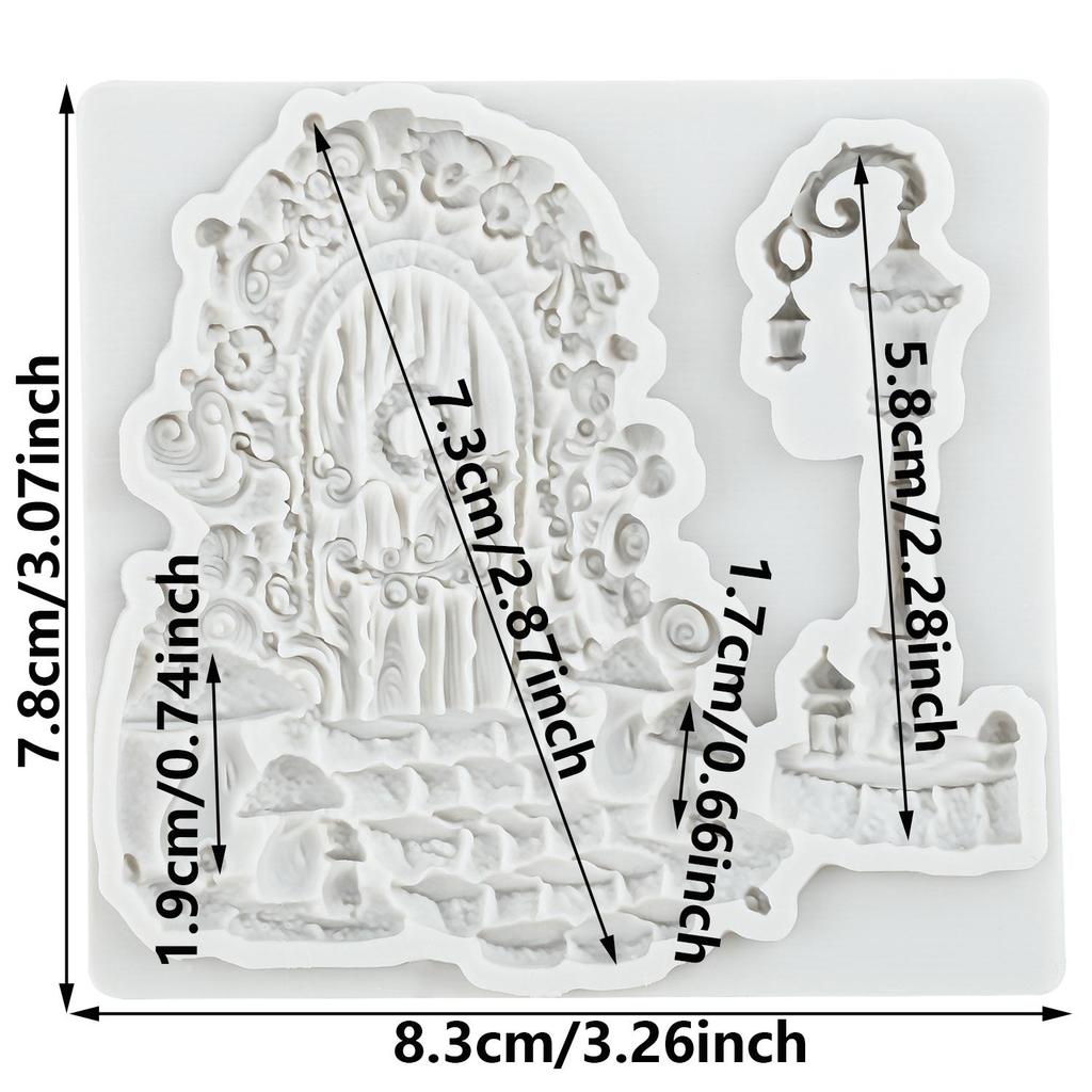 Fairy Garden Door Silicone Mold Street Lamp Fondant Molds Cake Decorating Tools Cupcake Topper Candy Resin Clay Chocolate Gumpaste Mold