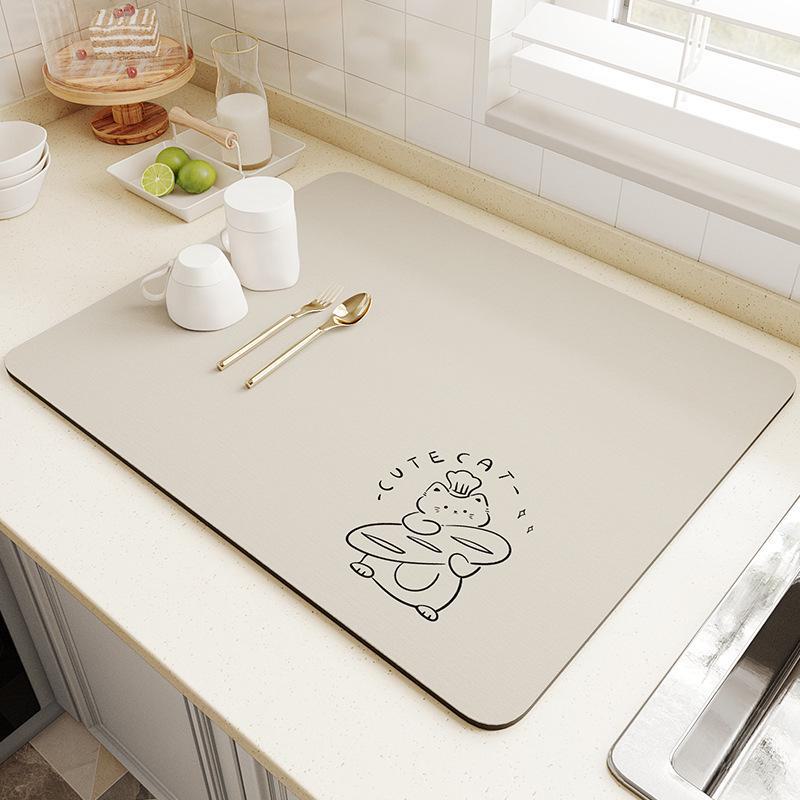 Sottobicchiere assorbente e scolapiatti in fango diatomeico ad asciugatura rapida per piani di lavoro della cucina