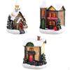 3pcs Mini Christmas Scene House LED Light Village Decor Gift