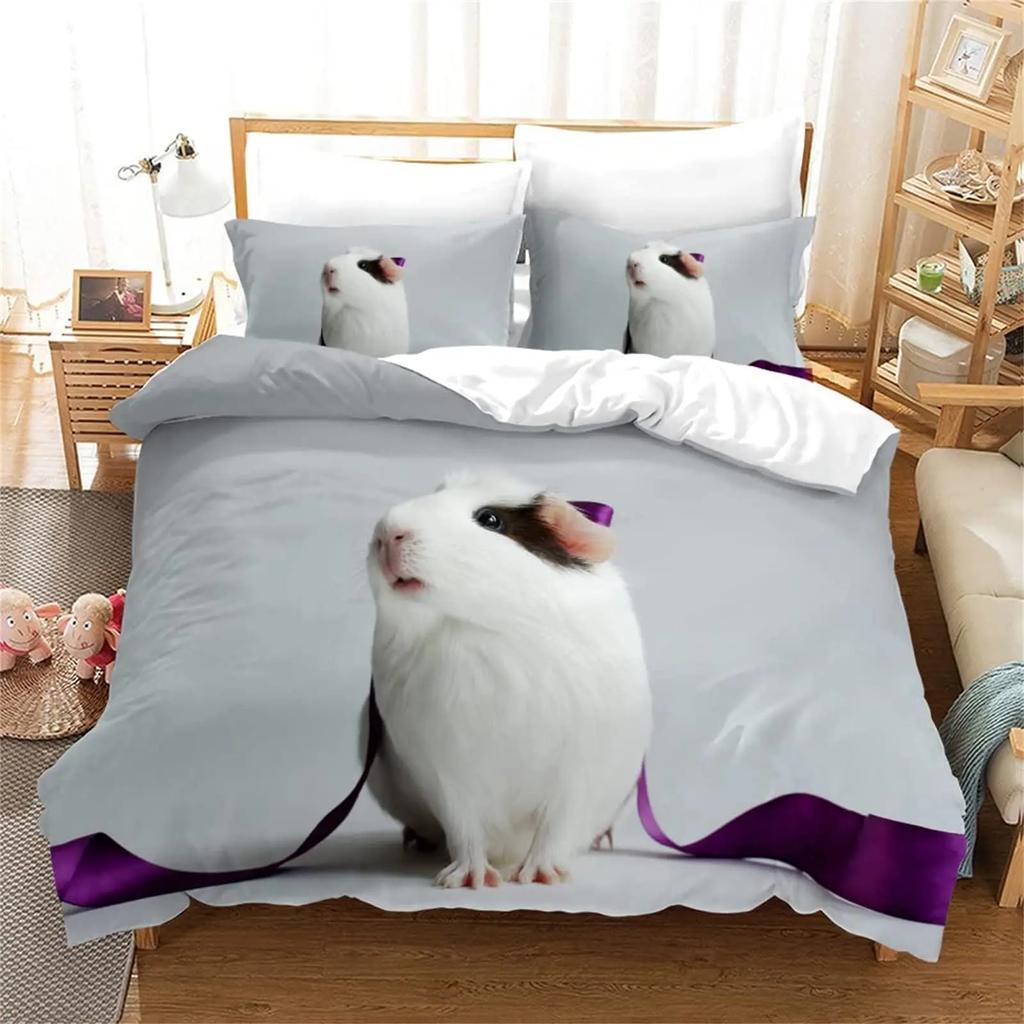 3D Hamster Duvet Cover King Queen Size Lovely Guinea Pig Bedding Set for Kids Teens Adults Family Pet Animal 2/3pcs Quilt Cover