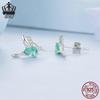 Avle S925 Sterling Silver Light Green Teardrop Hummingbird Earrings