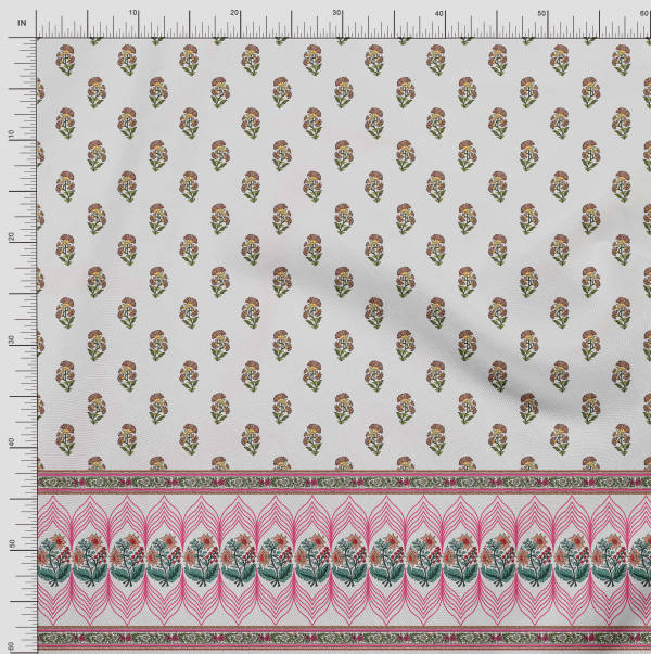 Soimoi Japanischer Krepp-Satinstoff, gestreift, Blätter und Blumen, bedruckt, Meterware, 107 cm